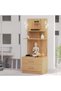 Modern home Wooden Mandir, Temple with 2 Drawers for Storage Pooja Essentials and 3 Shelves for God Statue Sturdy Steel Legs Ideal for Home, Office, Temple - Brown Kansas Oak - 2