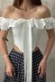 Women's White Ruffled, Wired Cotton Blouse - 4