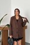 Women's Brown Classic-Collar Suede Blazer Jacket