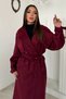 Women's Burgundy Raglan-Sleeve Stretch Fabric-Lined Suede Trench Coat - 3