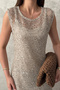 Women's Beige Loose Fit Lined Sequin Evening Gown - 4