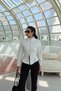 Women's scuba fabric mock neck double-zip waist-fitted jacket, Fall/Winter, White - 6