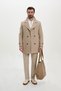 Straight Slim Fit Wide-Wrap Neckline Double-Breasted Wool Men’s Cashmere Melton Coat, Beige - 21348.26K