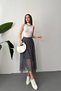 Women's Navy Blue Plaid Lined Tulle Skirt