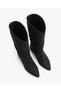 Women's Black Suede Gaiter Boots with Low Block Heels, Ruched, Casual, Comfortable, Long Boots - 7