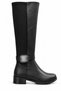 Women's Black Diving Fabric Stretchy Knee-Length Boots - 4