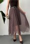 Women's Brown-Lined Plaid Tulle Skirt - 3
