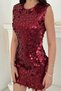 Women's sequined evening gown with burgundy lined bodice - 4