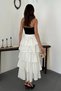 Women's White Ruffled Cotton Skirt with Layered Lining - 5