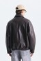 Loose-Fit Polo Collar Faux Leather Jacket - 6