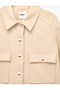 Regular-Fit Long-Sleeved Short Melton Jacket with Pockets and Buttons - 3