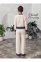 Women's Gold-Buttoned Striped Pants and Cardigan Knit Set - 3