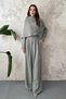 Women's Khaki Cape Top and Bottom Lyocell Two-Piece Set - 2