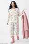 Ecru Gazelle-Print Soft-Touch Corded Fabric Winter Knit Cotton Pajama Set 8100 - 2