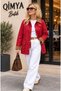 Concept Women's Collar & Cuff Velvet Oilcloth Premium Basic Medium Length Coat-Jacket - 6