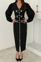 Women's Black Stretch Fabric Satin Dress - 4