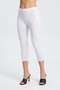 Set of 3 White Women's Modal-Elastane Cotton Below-the-Knee Short Capri Leggings - Comes with a Free Gingham Band - 2