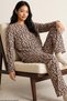 Powder-Colored Leopard Print Soft-Touch Winter Corded Fabric Knit Pajama Set 7977