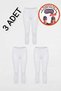 Set of 3 White Women's Modal-Elastane Cotton Below-the-Knee Short Capri Leggings - Comes with a Free Gingham Band