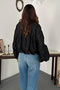 Women's Black Patterned Lined Jacket - 5