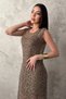 Women's Brown-Lined, Sequined, Loose-Fit Evening Gown - 3