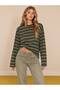 Striped Long-Sleeved Khaki T-shirt - 3