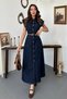 Women's Blue Cotton Denim Dress with Seam Detail
