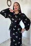 Women's Black Dress with Lace-Up Back and Ruffled Front - 3