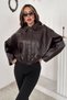 Women's Burgundy Leather Jacket with a Wrinkled Effect