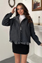 Women's Navy Blue Ruffled, Lined, Polka Dot Cotton Jacket