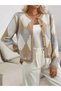 Gold Button Cardigan Jacket with Baklava Pattern - 5
