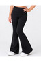 Girls' Black, Slightly Shiny, Regular-Fit Casual Sports Leggings – Stretchy PRO Flared-Leg, Fleece-Lined Winter Leggings - 4