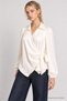 Shirt Collar Wrap-Style Blouse with Satin Finish LGK0010 ECRU - 3