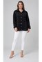 Women's Black Suede Jacket with Bird's-Eye Detail and Shirt Collar - 2