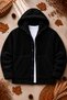 Unisex Hooded Plush Jacket: Winter-Weight, Thick-Textured, Button-Up, Double-Pocketed, Oversized Cardigan