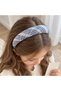 Women's and Children's Padded, Thick Plaid Headband – Wide Hair Accessory Covered in Blue-Gray Fabric - 2