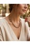 Women's Necklace with a Steel Tip and a Unique Design Featuring Natural Tibetan Agate and Hematite Stones - 3