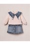 100% Knit Girl's Baby Denim Skirt and Sweater Set
