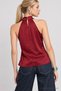 Blouse with Cowl Neckline and Satin Finish LGK0012 BURGUNDY - 5