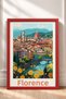 Florence Cityscape and Yellow Flowers Framed Painting Italy Poster Wall Decor Itp042 - 3