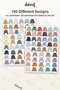 Colorful Cardigan Sticker Set 100 Pieces - Knitted Sweater and Winter Outfit Agenda Journal Notebook Stickers - 2