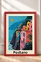 Positano Orange Sun and Colorful Houses Framed Painting Italy Poster Wall Decor Itp029 - 3