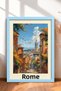 Rome Streets and the Bell Tower Framed Painting Italy Poster Living Room Kitchen Wall Decor Itp021