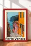 Porto Venere Street with Stairway Descending to the Sea Framed Painting Italy Poster Wall Decor Itp039