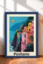 Positano Orange Sun and Colorful Houses Framed Painting Italy Poster Wall Decor Itp029