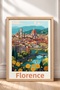 Florence Cityscape and Yellow Flowers Framed Painting Italy Poster Wall Decor Itp042 - 3