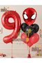 Spider-Man 9 Years Old Balloon and Red Number Balloon Birthday Party Set Red Balloon Set