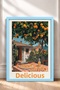Delizioso Written Orange Tree and Pizza Framed Painting Italy Poster Wall Decor Itp054 - 3