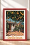 Delizioso Written Orange Tree and Pizza Framed Painting Italy Poster Wall Decor Itp054 - 3
