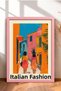 Fashion Italiana Two Women on the Street Written Framed Painting Italy Poster Wall Decor Itp067